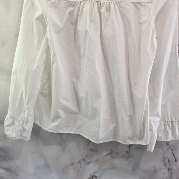 Anthropologie Shirt Womens Small 4 White Button Back Mock Poplin Maeve Flared - Picture 8 of 12